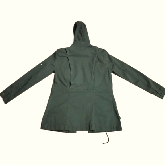 Market & Spruce Womens Military-Style Hooded Jacket Dark Green Size XS - Picture 2 of 8